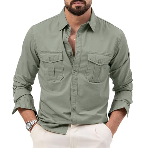 seiveini Hemd Herren Langarm Tactical Hemd Revers mit Knöpfen Funktionshemd Leicht Outdoor Hemden Cargo-Hemd Button Down Herren Freizeithemd für Wandern Trekking Urlaub A Grün XL seiveini Hemd Herren Langarm Tactical Hemd Revers mit Knöpfen Funktionshemd Leicht Outdoor Hemden Cargo-Hemd Button Down Herren Freizeithemd für Wandern Trekking Urlaub A Grün XL von seiveini