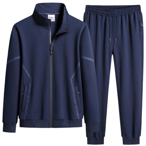 seiveini Herren 2 Stück Trainingsanzüge Sweatjacke + Sporthose Sportanzug für Männer mit Langarm Reißverschluss Sport Outfits von seiveini