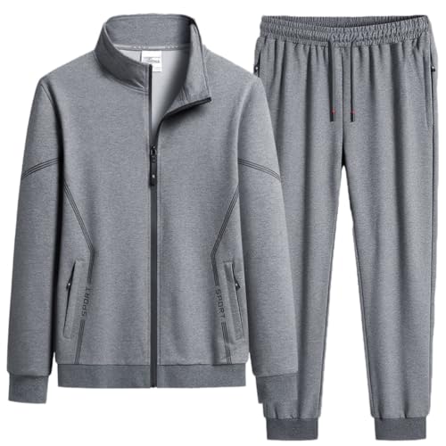 seiveini Herren 2 Stück Trainingsanzüge Sweatjacke + Sporthose Sportanzug für Männer mit Langarm Reißverschluss Sport Outfits von seiveini