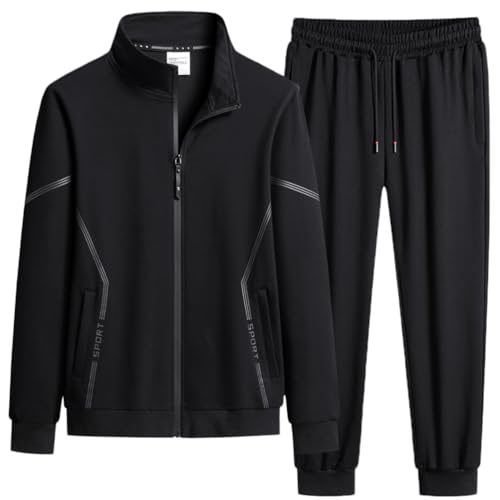 seiveini Herren 2 Stück Trainingsanzüge Sweatjacke + Sporthose Sportanzug für Männer mit Langarm Reißverschluss Sport Outfits von seiveini