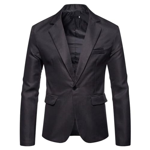 seiveini Herren Blazer mit Zwei Knöpfen Modern Sakko Karierte Klassischer Elegant Jackemantel Longblazer Business Cardigan Anzugjacke für Hochzeit Smoking-Blazer C Dunkelgrau L von seiveini