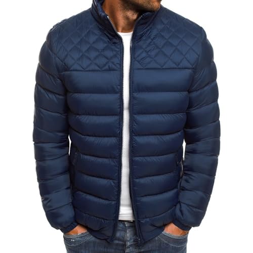 seiveini Steppjacke Herren Leichte Übergangsjacke mit Stehkragen Daunenjacken Ohne Kapuzen Winterjacke für Männer Jacket Parka Outdoorjacke A Marine XL von seiveini