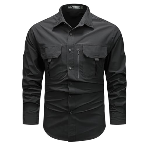 seiveini Hemd Herren Outdoor Langarm Tactical Shirt Vintage Sportshirt Wanderhemd Langarmhemd Atmungsaktiv Outdoorhemd mit Brusttasche und Knopfleiste C Schwarz 4XL seiveini Hemd Herren Outdoor Langarm Tactical Shirt Vintage Sportshirt Wanderhemd Langarmhemd Atmungsaktiv Outdoorhemd mit Brusttasche und Knopfleiste C Schwarz 4XL von seiveini