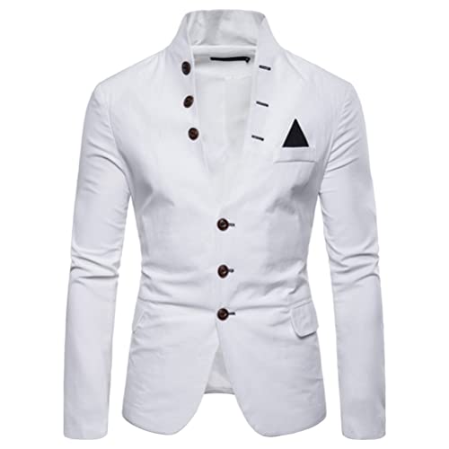 seiveini Herren Sakko Sportlich Slim Fit Blazer Männer Modern Freizeit Jacke Business Anzugjacke Herren Sakko Slim Fit Anzugjacke Business Blazer Knöpfe Sakko für Hochzeit Freizeit A Weiß XL von seiveini