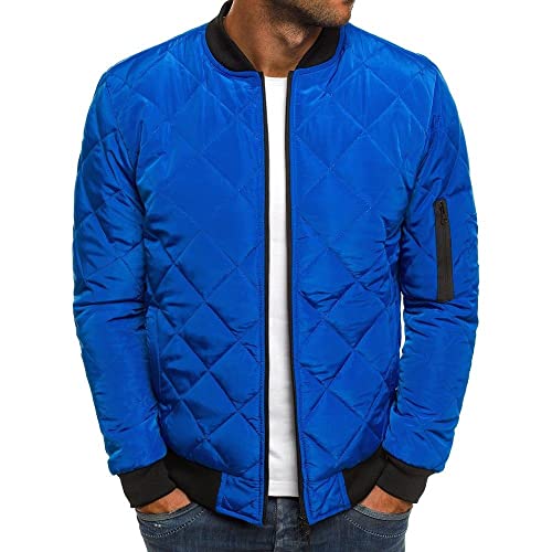 seiveini Herren Steppjacke Leichte Übergangsjacke mit Stehkragen Daunenjacken Ohne Kapuzen Winterjacke für Männer Gefüttert mit Taschen Jacket Parka Freizeit Wandern Reisen B Blau XL von seiveini