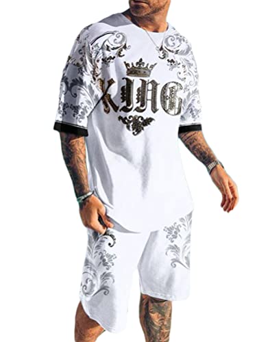 seiveini Herren Trainingsanzug Set Kurzarm Shorts Jogginganzug Sommer Männer Sportanzug Fitness Freizeitanzüge Sportbekleidung 2-Teiliges Sommer T-Shirts + Kurze Hose J1 XL von seiveini