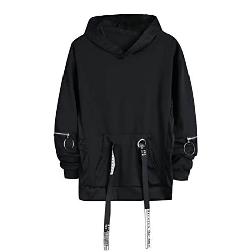 seiveini Hoodie Herren Techwear Harajuku Kapuzenpullover Hip Hop Streetwear Pullover Unisex Pullover Hoodie Damen Herren Gedruckt Sweatshirt Lässig G Schwarz M von seiveini