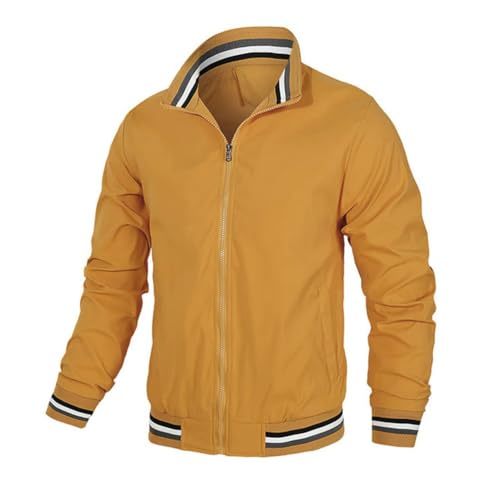 seiveini Jacke Herren Kurz Herbstjacke Workout Dünn Mantel Quilted Jacket Übergangsjacke Leichtjacke Cargo Fliegerjacke Männer Windbreaker A Gelb XL von seiveini