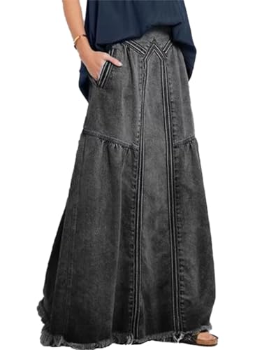 seiveini Jeansrock Damen Lang Denim Rock A-Line Höhe Taille Elastische Jeans Röcke Damen Elegant Sommerrock Freizeitrock High Waist B Dunkelgrau XL seiveini Jeansrock Damen Lang Denim Rock A-Line Höhe Taille Elastische Jeans Röcke Damen Elegant Sommerrock Freizeitrock High Waist B Dunkelgrau XL von seiveini