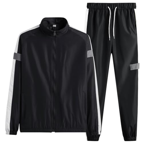 seiveini Jogginganzug Herren Langarm Kapuzenjacke und Sporthosen Tracksuit Herbst Frühling 2 Teiliges Activewear Hausanzug Männer Streetwear B Schwarz M von seiveini