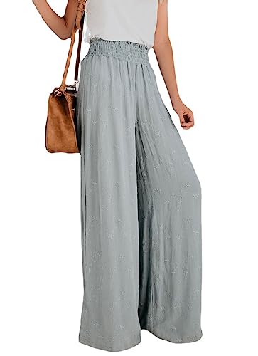 seiveini Jogginghose Damen Baumwolle Freizeithose Yogahose Weites Bein Freizeit Lose Lounge Pants Breites Bein Blumen Hosen Lang Hausehose Sporthose B Grau S von seiveini