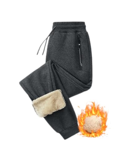 seiveini Jogginghose Herren Gefüttert Warm Trainingshose Fleece Gefütterte Jogger Hosen Thermo Lang Freizeithose Sweatpants Sporthose Winter mit Taschen mit Reißverschluss C2 Grau S von seiveini