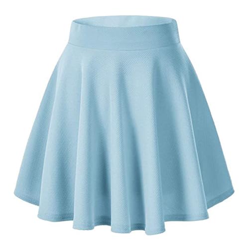 seiveini Rock Damen Elegant Ausgestellter Röcke Swing Hohe Taille Minirock Plissee A Linie Faltenrock Vintage Festliche Casual Skater Skirts A Hellblau XS von seiveini