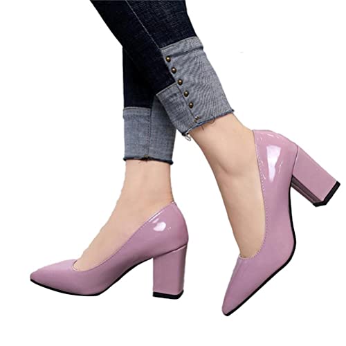 seiveini Pumps Damen Blockabsatz Heels Pumps Elegant Schuhe High Heels für Frauen Pumps mit Klobigem Absatz High Heels Vintage Abendschuhe Businessschuhe A Rosa 42 EU von seiveini