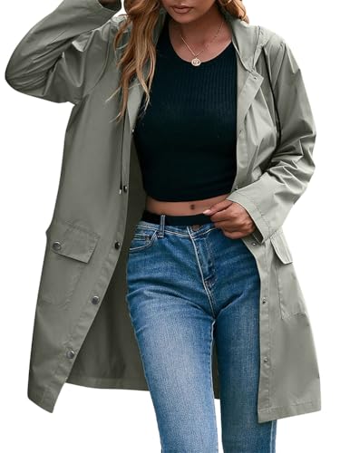 seiveini Regenjacke Damen Lang Regenmantel mit Kapuze Leichte Softshelljacke Windbreaker Jacke Dünne Übergangsjacke Outdoorjacke Windjacke A Hellgrau XL seiveini Regenjacke Damen Lang Regenmantel mit Kapuze Leichte Softshelljacke Windbreaker Jacke Dünne Übergangsjacke Outdoorjacke Windjacke A Hellgrau XL von seiveini