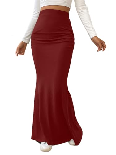seiveini Rock Damen Lang Wickelrock Stretch Hohe Taille Freizeitrock Langer Bleistiftrock Fischschwanzrock Einfarbig Chic Mode Röcke Langer Slim Fit Maxirock Elastisch Partyrock A Weinrot XL seiveini Rock Damen Lang Wickelrock Stretch Hohe Taille Freizeitrock Langer Bleistiftrock Fischschwanzrock Einfarbig Chic Mode Röcke Langer Slim Fit Maxirock Elastisch Partyrock A Weinrot XL von seiveini