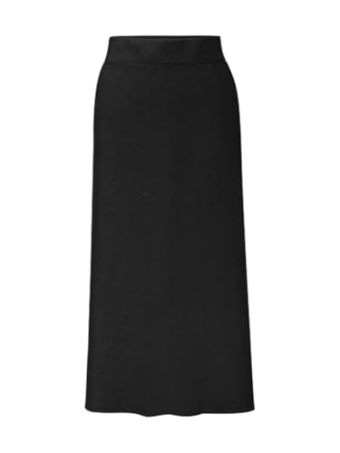 seiveini Rock Lang Damen Elegant Winter Bleistiftrock mit Schlitz Gestrickt Röcke Strick Elastisch Wickelrock B Schwarz 4XL von seiveini