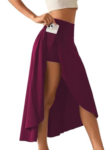 seiveini Rock mit Hose Drunter Damen Tennisröcke Lang Hosenrock Flowy Asymmetrisch Golfrock Tennis Skort Elastisch Workout Tanzen Röcke A Violett M seiveini Rock mit Hose Drunter Damen Tennisröcke Lang Hosenrock Flowy Asymmetrisch Golfrock Tennis Skort Elastisch Workout Tanzen Röcke A Violett M von seiveini