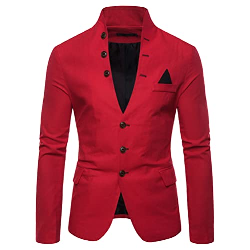 seiveini Sakko Herren Sportlich Slim Fit Jackett für Freizeit Blazer Sportsakko Herren Sakko Sportlich Slim Fit Männer Blazer Modern Freizeit Leichte Jackett mit Knöpfe A Rot XL von seiveini