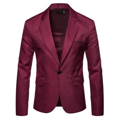 seiveini Sakko Herren Sportlich Slim Fit Jackett für Freizeit Blazer Sportsakko Herren Sakko Sportlich Slim Fit Männer Blazer Modern Freizeit Leichte Jackett mit Knöpfe C Weinrot XXL von seiveini