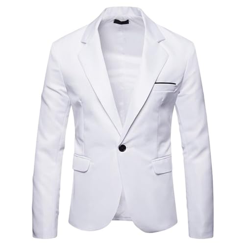 seiveini Sakko Herren Sportlich Slim Fit Jackett für Freizeit Blazer Sportsakko Herren Sakko Sportlich Slim Fit Männer Blazer Modern Freizeit Leichte Jackett mit Knöpfe C Weiß L von seiveini