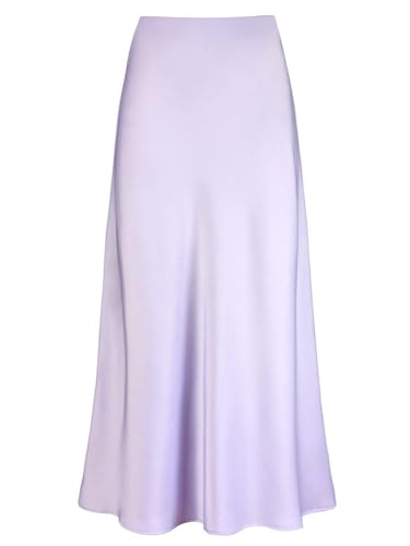 seiveini Rock Damen Lang Bleistiftrock Elegant Hohe Taille Sommer Satin Röcke für Cocktail Party Abend A Hellviolett M von seiveini