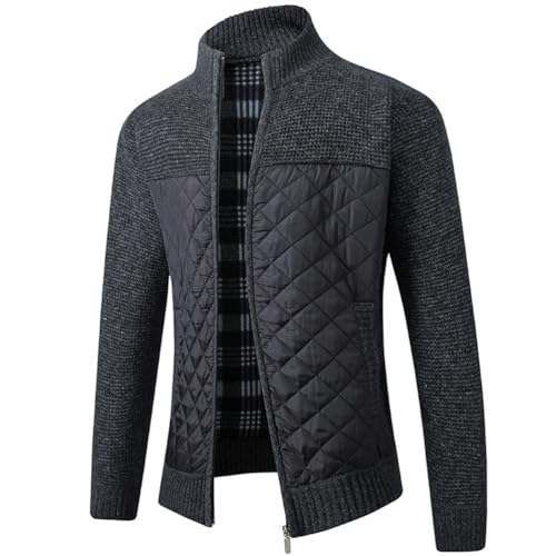 seiveini Strickjacke Herren Langarm Stehkragen Cardigan mit Reißverschluss Gestrickt Cardigan für Manner Winter Warm Strickmantel Casual Strickpullover Jacke Klassische A Schwarz XL von seiveini