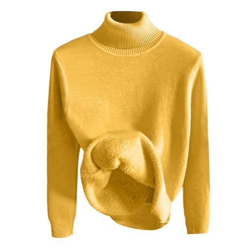 seiveini Rollkragenpullover Damen Strickpullover Winter Warm Gefütterte Pulli Rollkragen Winterpullover Thermounterwäsche A Gelb M von seiveini