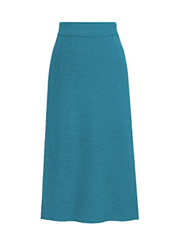 seiveini Rock Lang Damen Elegant Winter Bleistiftrock mit Schlitz Gestrickt Röcke Strick Elastisch Wickelrock A Blau XXL von seiveini