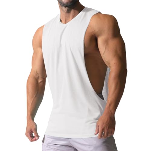 seiveini Tanktop Herren Muscle Shirts Ärmellos Rundhals Tank Top Sport Tops Bodybuilding Schweißweste Camisole A Weiß M von seiveini