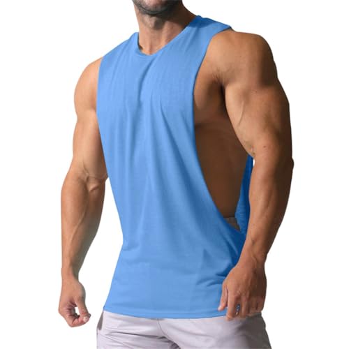 seiveini Tops Herren Ärmellos Aschelshirt Sport Tank Top Fitness Muskelshirt Workout Top Gym Bodybuilding Shirts Männer Funktionsshirt Sommer A Blau XL von seiveini