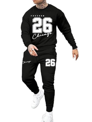 seiveini Trainingsanzug Herren Langarm Jogginganzug Sport Outfit Herbst Frühling Tracksuit Zweiteiler Sweatshirt mit Sporthosen Lang B1 M von seiveini