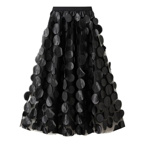 seiveini Tüllrock Damen 50er Rockabilly Lang Retro Vintage Spitze Geschichteter Rock Taille Elastische Maxirock Tütü Röcke A-Linie Festliche Party Kostüm Halloween Weihnachten A Schwarz XL von seiveini