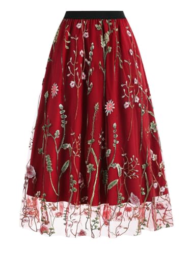 seiveini Tüllrock Damen Faltenrock aus Gaze Sommerrock Lang Blumenrock Plissee Rock Langer Damen Tüllrock Überlagerter Mehrlagiger Falten Rock Höhe Taille A Line Mesh Röcke C Rot L seiveini Tüllrock Damen Faltenrock aus Gaze Sommerrock Lang Blumenrock Plissee Rock Langer Damen Tüllrock Überlagerter Mehrlagiger Falten Rock Höhe Taille A Line Mesh Röcke C Rot L von seiveini