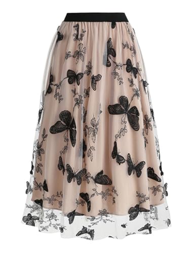 seiveini Tüllrock Damen Langer Rock Elegant Tüll Plisseerock A Linie Maxirock Swing Röcke Hohe Taille Großer Saum Rock mit Blumenmuster Vintage Faltenrock Prinzessin Tüll Unterrock D Aprikose XXL seiveini Tüllrock Damen Langer Rock Elegant Tüll Plisseerock A Linie Maxirock Swing Röcke Hohe Taille Großer Saum Rock mit Blumenmuster Vintage Faltenrock Prinzessin Tüll Unterrock D Aprikose XXL von seiveini
