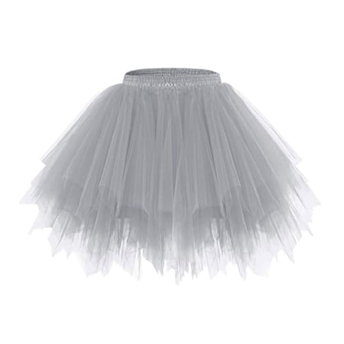 seiveini Tutu Damen Tüllrock Kurz Ballet Rock Petticoat Kostüm für Frauen Mädchen Tüllrock Damen 1950er Vintage Ballett Tutu Retro Petticoat Unterrock Tütü Party Karneval Tanzen A Dunkelgrau L von seiveini