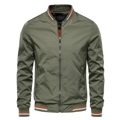 seiveini Übergangsmantel Herren Windjacke Wasserdicht Regenjacke Herbst Winter Vintage Dünn Jacke Windbreaker mit Taschen Retro Winddichter Mantel D Armeegrün XL von seiveini