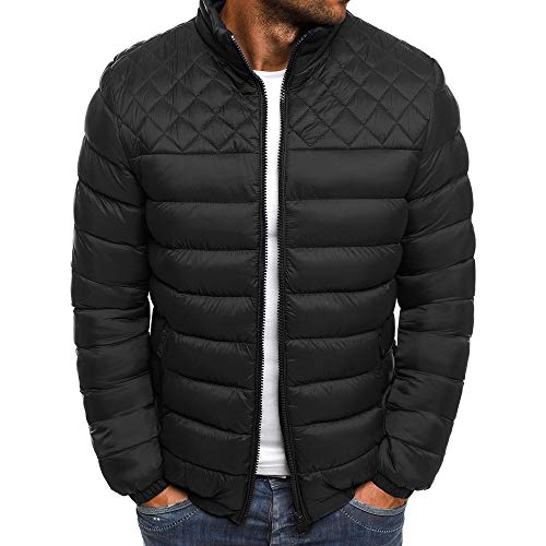 seiveini Winterjacke Herren Leicht Stehkragen Daunenjacke Softshell Jacken für Männer Sportlich Jacke Zip Up Fahrradjacke Langarm Wintermantel A Schwarz M von seiveini