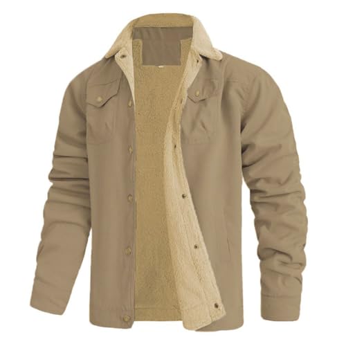 seiveini Winterjacke Herren Sherpa Jacke Warme Holzfäller Jacke Gefüttert Teddy Jacke Parka Herren Winter A Braun XL von seiveini