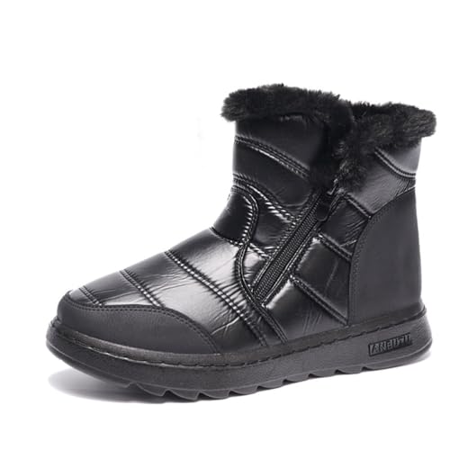 seiveini Winterstiefel Damen Warm Gefütterte Wasserdicht Schneestiefel Winter Fleece Stiefel Elegant Boots Bequem Schuhe Schnürsenkel Rutschfest Outdoor Trekking Wandern C Schwarz 40 EU von seiveini