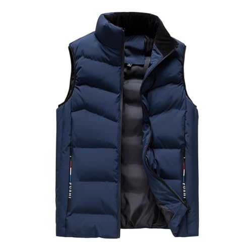 seiveini Winterweste Herren Daunen Weste Ärmellos Leicht Daunenweste mit Stehkragen Ohne Kapuzen Steppweste Herren Kurz Winter Warme Ärmellose Jacke Zip Up Outcoat A2 Marine L von seiveini