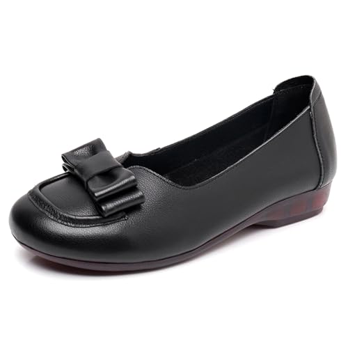 sekiueo Damen Ballerinas Büroarbeit Walking Abendschuhe Runde Zehen Business Slip-On Casual Loafers,Schwarz,41 EU von sekiueo