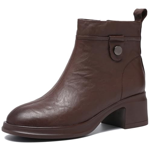 sekiueo Damen Business-Stiefeletten Mit Klobigem Mittelabsatz rutschfeste Runde Zehenpartie Und Seitlichem Reißverschluss,Braun,36 EU sekiueo Damen Business-Stiefeletten Mit Klobigem Mittelabsatz rutschfeste Runde Zehenpartie Und Seitlichem Reißverschluss,Braun,36 EU von sekiueo