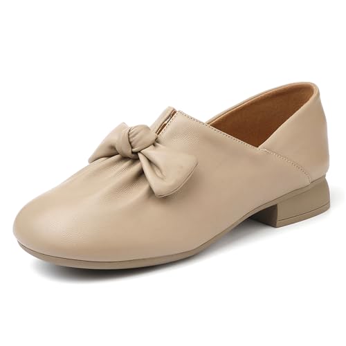 sekiueo Damen Casual Pumps Slip-On Low Heel Abendschuhe Für Büro Business Party,Braun,39 EU von sekiueo