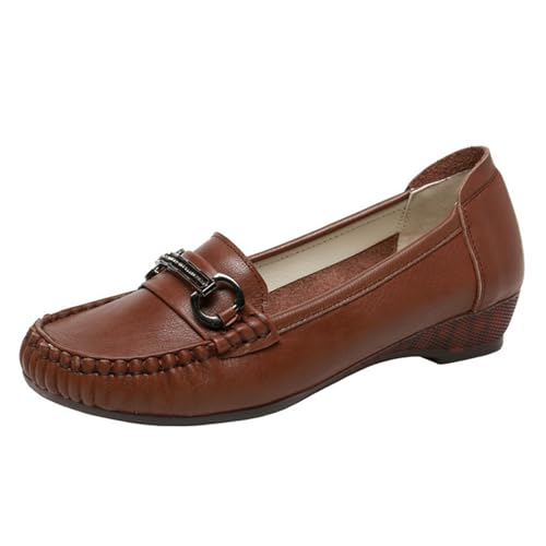 sekiueo Damen Loafer Für Die Arbeit Im Büro Bequem Business Casual Slip-On Walking Abendschuhe,Braun,38 EU von sekiueo
