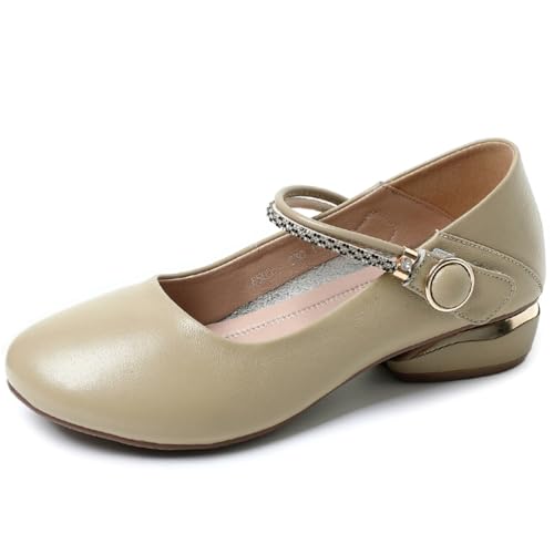 sekiueo Damen Mary Jane Schuhe Mit Niedrigem Absatz Und Runder Zehenpartie Büro- Und Arbeitsschuhe Weich Und Bequem,Grün,39 EU von sekiueo