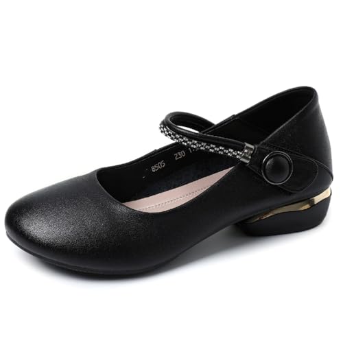 sekiueo Damen Mary Jane Schuhe Mit Niedrigem Absatz Und Runder Zehenpartie Büro- Und Arbeitsschuhe Weich Und Bequem,Schwarz,35 EU von sekiueo