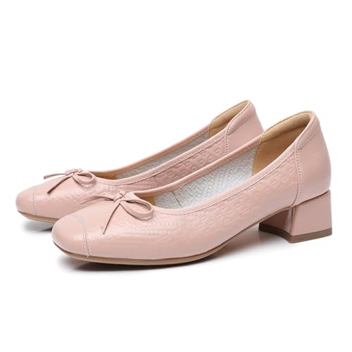 sekiueo Damen Pumps Mit Klobigem Niedrigem Absatz Und Quadratischer Zehenpartie Zum Hineinschlüpfen Arbeits- Und Abendschuhe,Rosa,37 EU von sekiueo