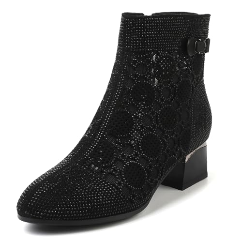 sekiueo Damen-Stiefeletten Mit Spitzer Zehenpartie Klobiger High Heel Stiefeletten Mit Seitlichem Reißverschluss Atmungsaktiv,Schwarz,39 EU sekiueo Damen-Stiefeletten Mit Spitzer Zehenpartie Klobiger High Heel Stiefeletten Mit Seitlichem Reißverschluss Atmungsaktiv,Schwarz,39 EU von sekiueo