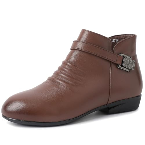 sekiueo Flache Damen-Stiefeletten Mit Seitlichem Reißverschluss Und Spitzer Zehenpartie rutschfest Lässige Wanderstiefel,Braun,39 EU sekiueo Flache Damen-Stiefeletten Mit Seitlichem Reißverschluss Und Spitzer Zehenpartie rutschfest Lässige Wanderstiefel,Braun,39 EU von sekiueo